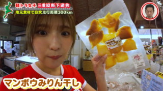 マンボウのみりん干しに「うまそー！」グラドル・三田悠貴が軽トラで三重縦断を目指し紀北町へ