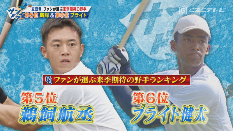 「サンデードラゴンズ」より鵜飼航丞選手とブライト健太選手©CBCテレビ