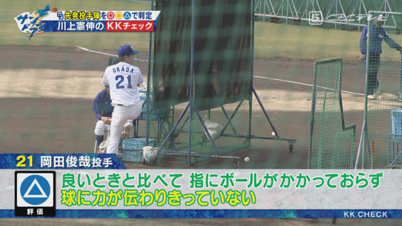 「サンデードラゴンズ」より岡田俊哉投手©CBCテレビ