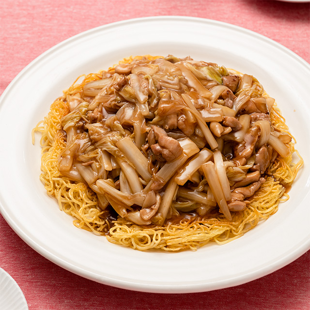 鶏肉と白菜の黒酢あんかけ焼きそば