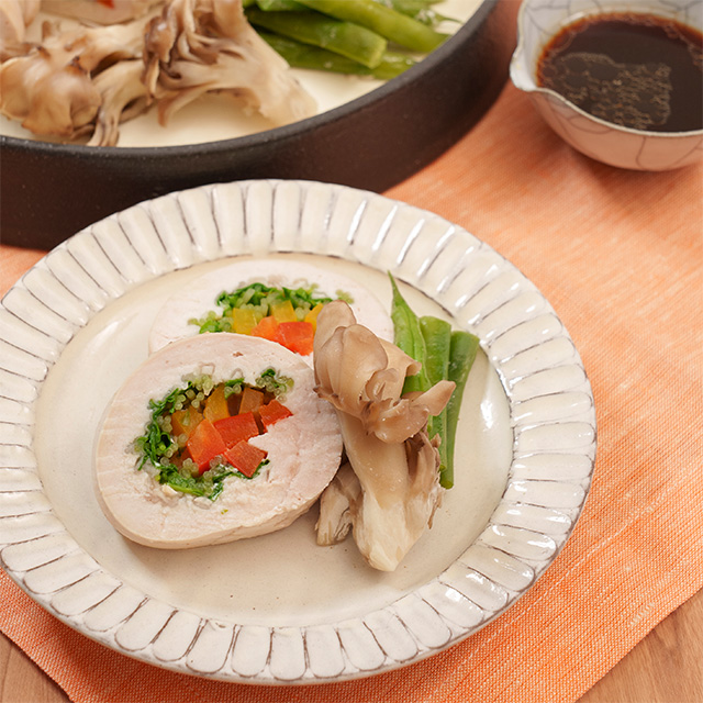 鶏胸肉のロール蒸し