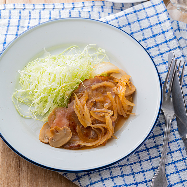 豚肉と生ハムの重ね焼きバターソース