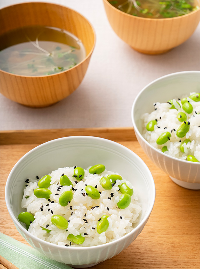 枝豆ごはん・梅緑茶のお吸いもの
