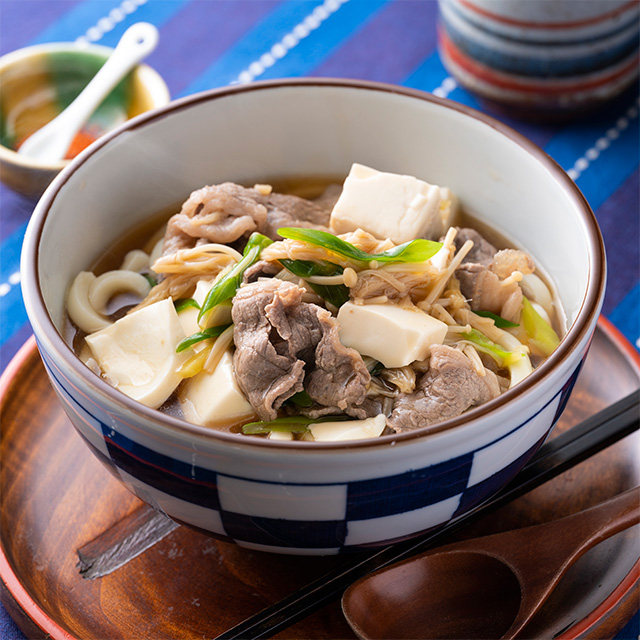 牛肉と豆腐のあんかけうどん
