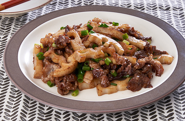 牛肉とれんこんの豆板醤炒め