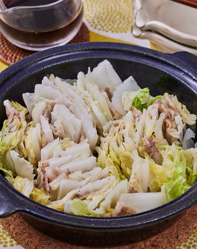 白菜の肉はさみレンジ蒸し