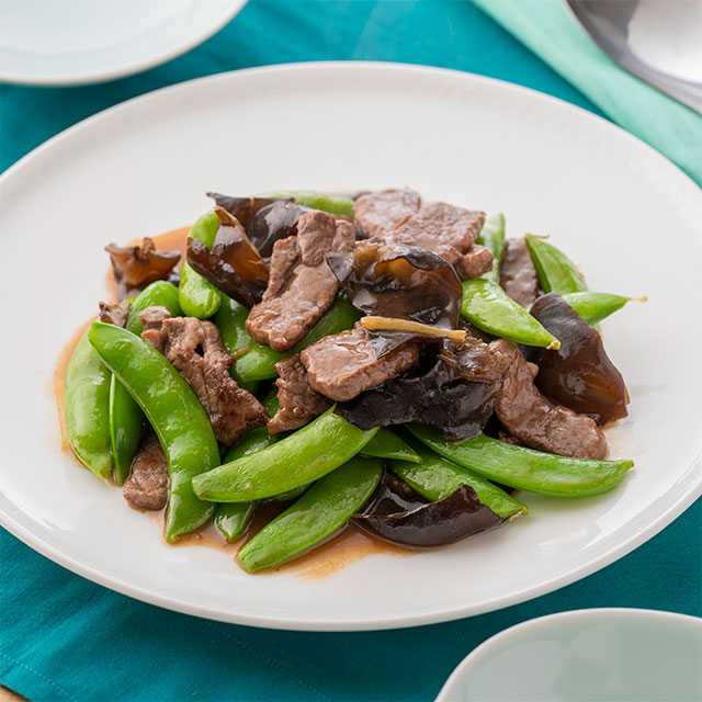 スナップえんどうと牛肉の中華炒め