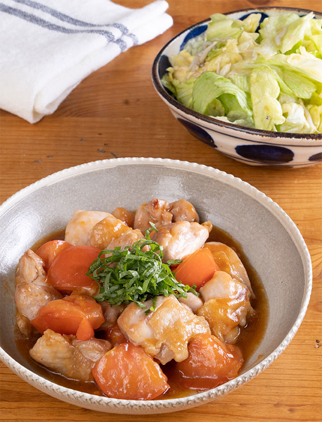 とりトマ炒め・ちしゃなます