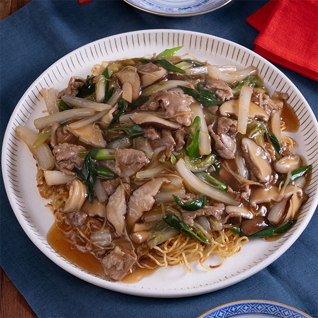 豚肉と白菜のあんかけ焼きそば