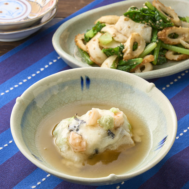 鯛のレンジかぶら蒸し・かぶの皮と葉の炒めもの