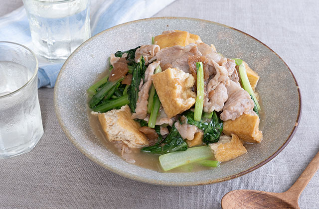 厚揚げと豚肉の梅煮