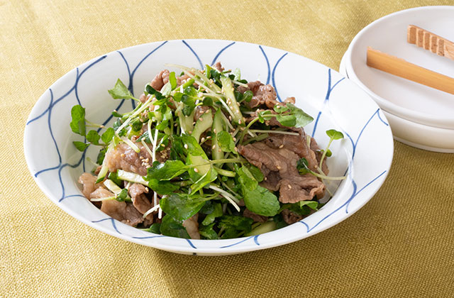 牛肉とシャキシャキ野菜の香りあえ