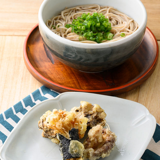 きのこ3種の天ぷらそば