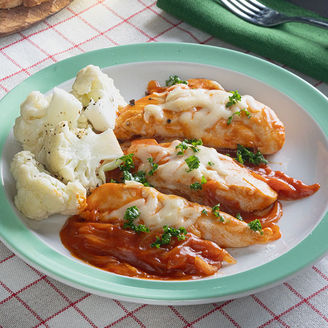 やわらかささ身のチーズトマトソース