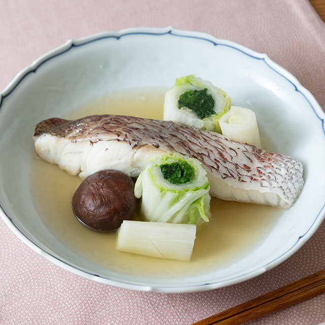 鯛の酒蒸し 吸いもの仕立て