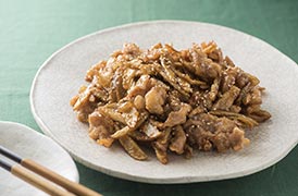 カリカリごぼうと豚肉の甘辛がらめ