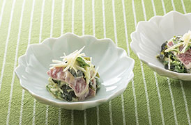 まぐろと水菜のマヨ酢みそあえ