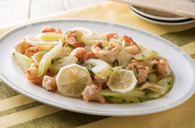 えびとセロリのレモンソテー