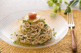 明太ヨーグルトの冷製パスタ