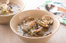 あさりと高菜の春雨スープ