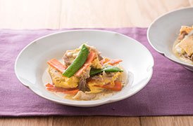 高野豆腐と豚肉の卵とじ