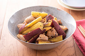 鶏肉とさつま芋の甘辛炒め