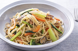 あさりと小松菜のパスタ