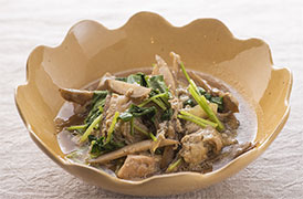 新ごぼうと鶏肉の卵とじ