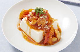 いかとパプリカのトマト冷ややっこ