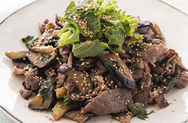 もみなすと牛肉の梅じそ炒め