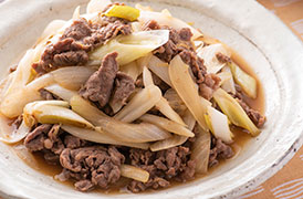 みそ味の牛肉とねぎの炒めもの