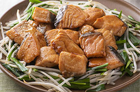 鮭ともやしの照り焼き