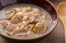 ベビー帆立と白いんげん豆のスープ煮