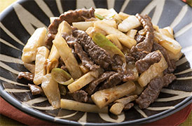 牛肉と長芋の甘みそ炒め