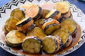 なすのはさみ揚げ 甘酢だれ