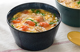 豚肉と春雨のピリ辛卵スープ