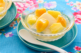 マンゴーとパイナップルの豆花(トウファ)