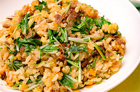 牛肉と水菜のチャーハン