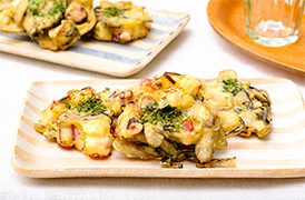 たこと新ごぼうの落とし焼き