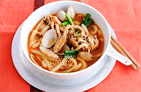 あさりとトマトの酸辣（サンラー）うどん