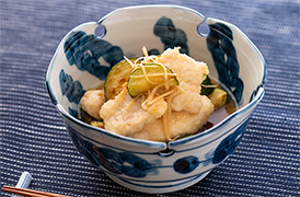 ズッキーニと鶏肉の揚げびたし