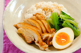 中華煮鶏と青菜炒めのひと皿ごはん