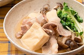 高野豆腐と豚肉の煮もの