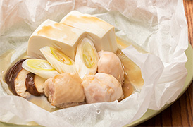 鶏肉と豆腐の包み蒸し