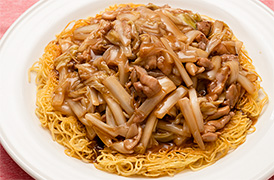 鶏肉と白菜の黒酢あんかけ焼きそば
