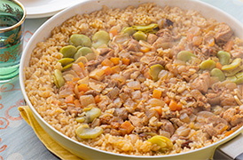 そら豆とチキンのポロ