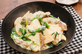 鶏肉とたけのこのザーサイ豆乳うま煮