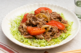 豚肉とトマトのしょうが焼き
