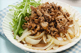 焼き玉ねぎの豚肉のっけ