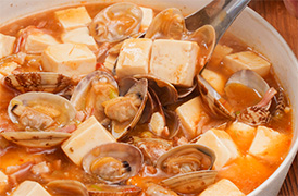 あさりとベーコンのマーボー豆腐